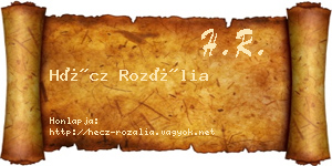 Hécz Rozália névjegykártya